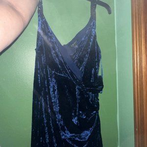 RALPH LAUREN Womens Blue Sequin Trim Velvet Sleeveless Surplice Neckline